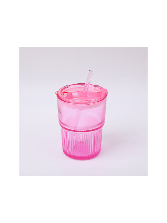 Pahar Cafea Freddo Din Sticlă Maro Cu Pai 450ml