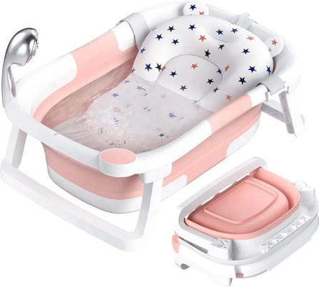 Little Mom Cadă Pliabilă pentru Bebeluși cu Termometru Roz