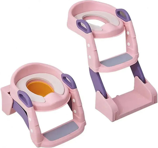 Little Mom Scaun De Toaletă Pentru Copii BH-BC-301 Roz Cu Treaptă Cu Mânere Și Pernuță
