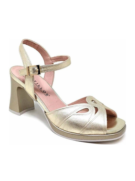 Pitillos Leather Anatomic Gold Sandals