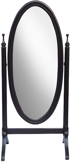 Oval Black Floor Mirror 165x73cm