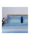 White Fabric Darby King Size Bed Sheets Set 260x270cm Blue 4 Pieces