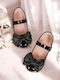 Kids Ballerinas With Hoop & Loop Closure Leather Black