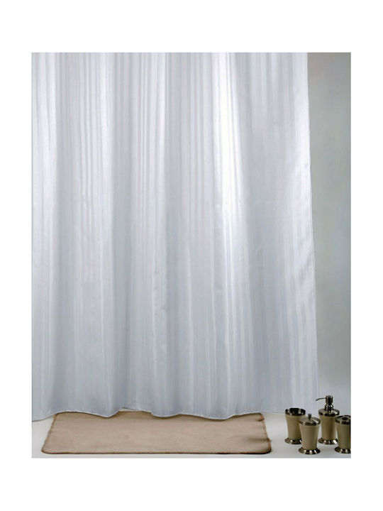 Import Hellas Rigone Κουρτίνα Μπάνιου Υφασμάτινη 180x200cm Λευκή