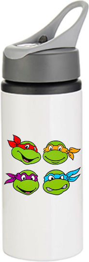 Παγούρι Χελωνονιντζάκια Teenage Mutant Ninja Turtles 650ml Λευκό Γκρι Καπάκι