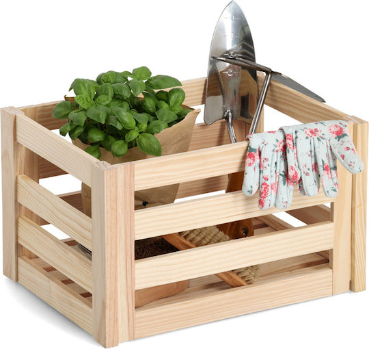 Cutie de Depozitare din Lemn cu Capac Bej 40x30x24cm