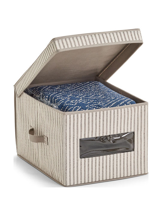 Fabric Storage Box with Lid Beige 39.5x30x25cm