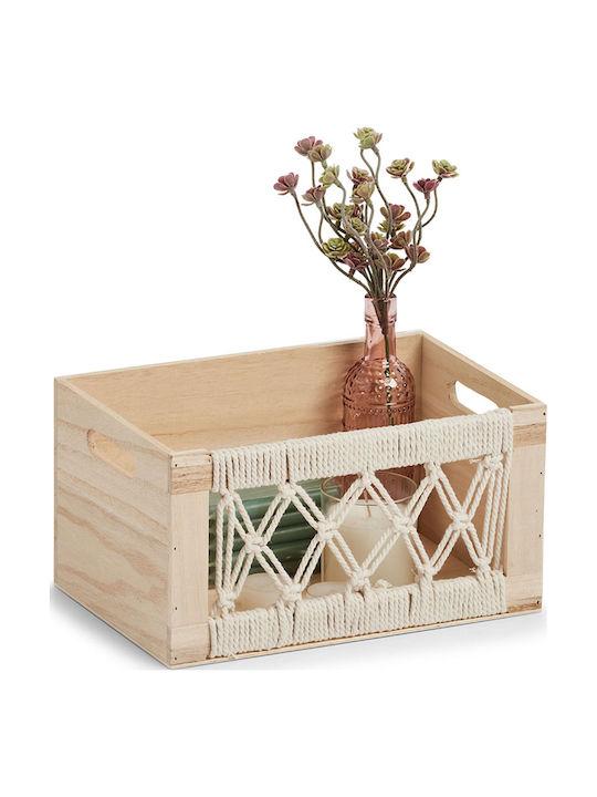 Wooden Storage Box with Lid Beige 30x20x16cm