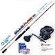 Tai Rubber Fishing Set Rod Oceanic Blue Flame 1.80m C.w:60-150gr Reel Noeby Nonsuch Pro Max Drag 8kg L Left Handle