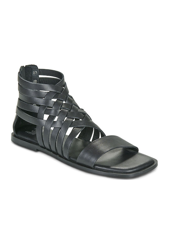 Bronx Flache Damen Sandalen Schwarz