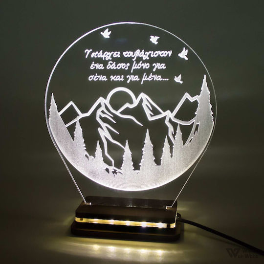 World of Wood Decorative Table Lamp Forest With View LED Warm White Love 19x17cm