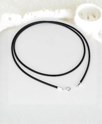 Lanyard aus Gummi 2mm 43cm Silber 925 Verschluss Rck250-2-Schwarz