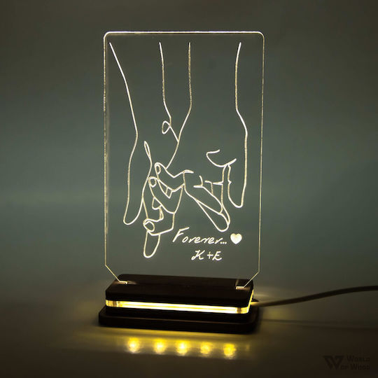 World of Wood Διακοσμητικό Φωτιστικό Take My Hand LED Θερμό Λευκό Love 11x19εκ.