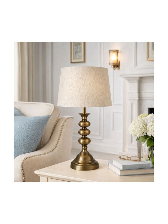 Galifas Metal Table Lamp with White Shade and Bronze Base