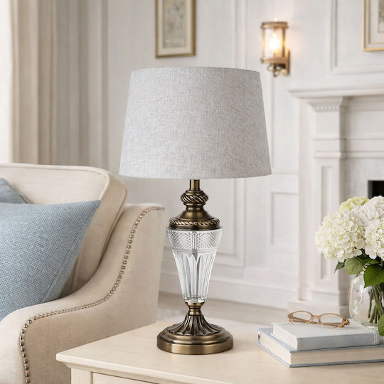 ForHome Metallisches Tischlampen Für E27 Mit Grauem Hut Und Bronze Basis