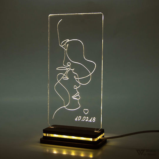 World of Wood Decorative Table Lamp Abstract Kiss LED Warm White Love 22x10cm