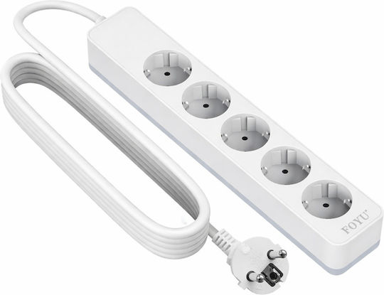 Foyu Power Strip 5 Sockets with Cable 1.5m