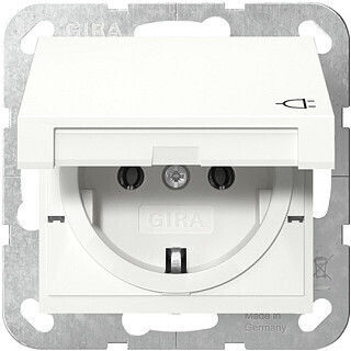 Gira Single Flush Power Socket with Key White