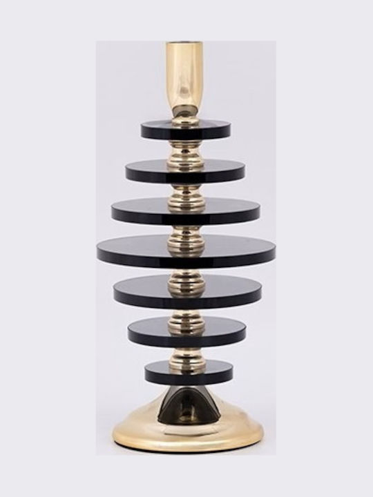 Glass Candle Holder In Gold Colour 12x27cm