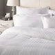 Hotel Sheet 300 Thread Count Satin Stripe 2cm 100% Cotton Pima White Single 165x280cm 100% Cotton Satin