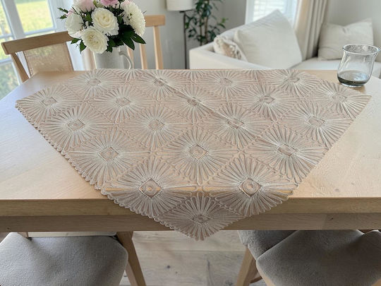 Linea Home Măsuță În Carouri Cu Dantelă Set 5 Bucăți Plaza Bej