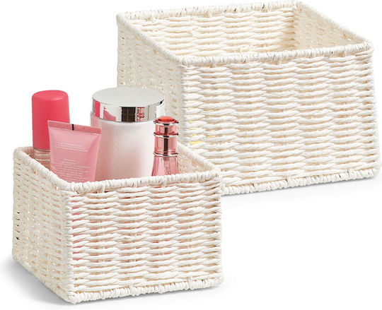 White Storage Basket 16x16x11cm 2 Pieces