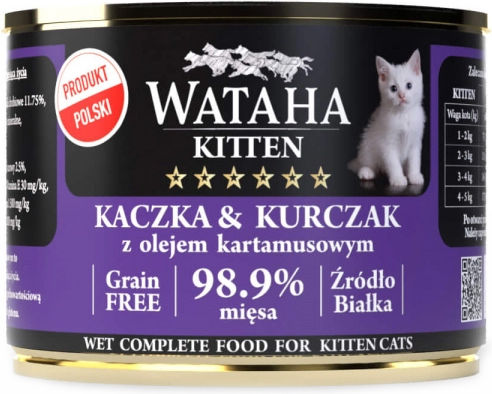 Wataha Hrana Pentru Pisici Junior Cats în Conservă cu Carne Rață Pui Legume și Ficat 200gr