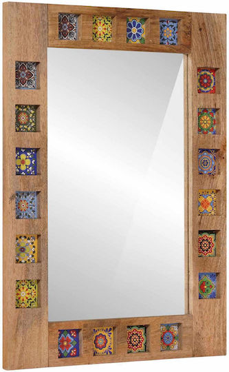 vidaXL Rectangular Bathroom Mirror from Solid Wood 50x70cm Brown