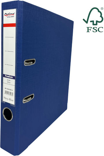Optima Clasic & Premium Mape Cu Inele În Formă De Arc A4 Cu Pârghie Laminat Pp Margine Metalică 50 Mm Optima Premium Albastru Marin