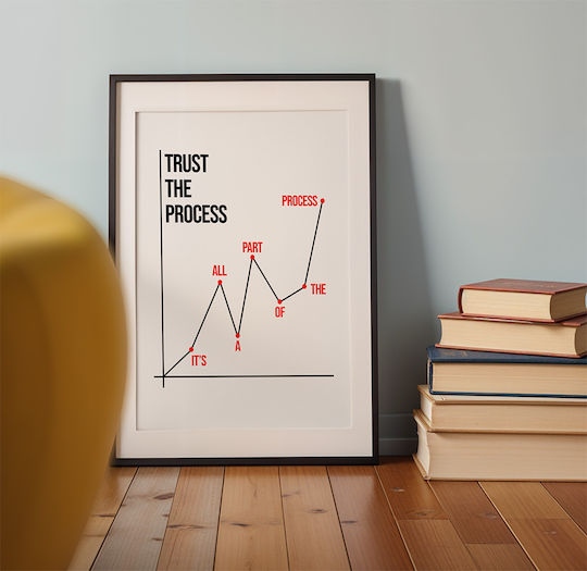 Quote Poster Trust Process Pq180 50cm x 70cm Schwarzer Hölzernes Rahmen