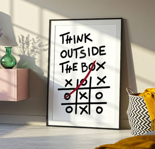 Zitat Poster Think Outside Box Pq188 30cm x 40cm Rahmen aus Hölzern Braun