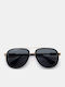 Luigi Ochelari De Soare Unisex Cu Ramă Metalică Neagră Și Lentile Negre 4869801