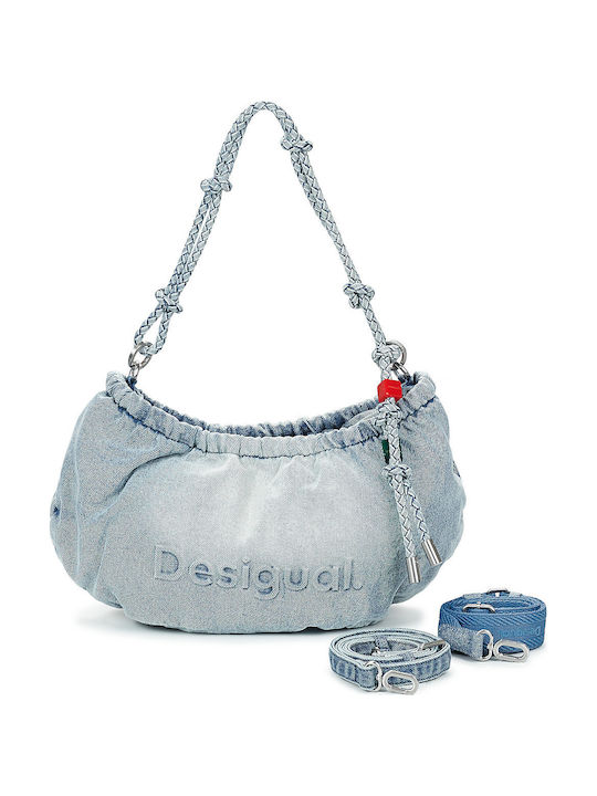 Half Logo Fabric Women's Shoulder Bag Blue