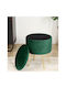 Taburet Camera De Zi Cu Spațiu De Depozitare Tapițat Cu Catifea Verde Lili 35x35x45cm