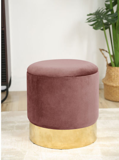 Living Room Stool With Storage Space Upholstered In Velvet Dusty Pink 39x39x40cm
