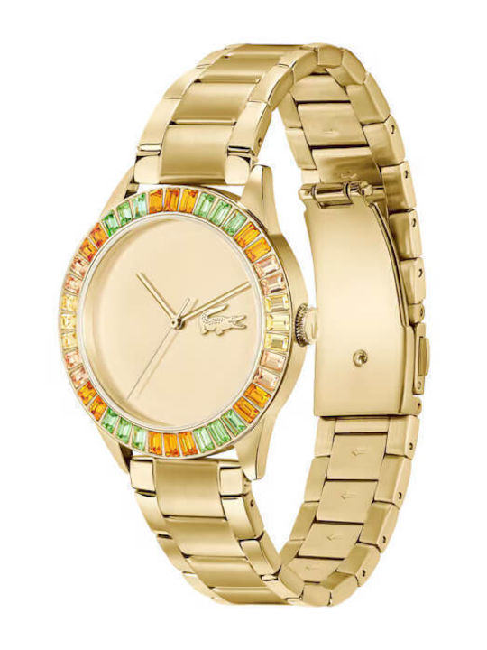 Lacoste Ladycroc Womens Watch 36mm Battery With Gold Metal Bracelet