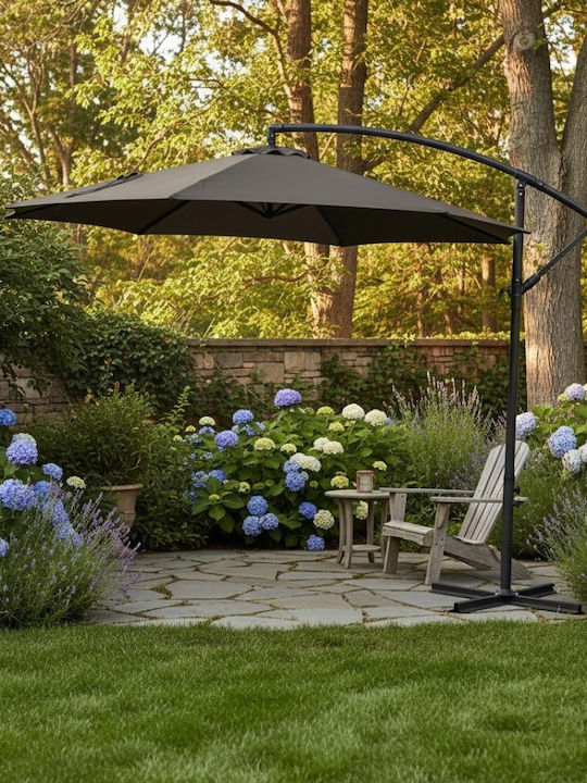 Hängender Rundschreiben Garten- und Terrassen-Sonnenschirm Metall Grau F3m