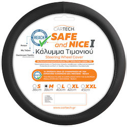 Cartech Cartech Auto Lenkradabdeckung Synthetisch Schwarze mit Schwarzer Naht
