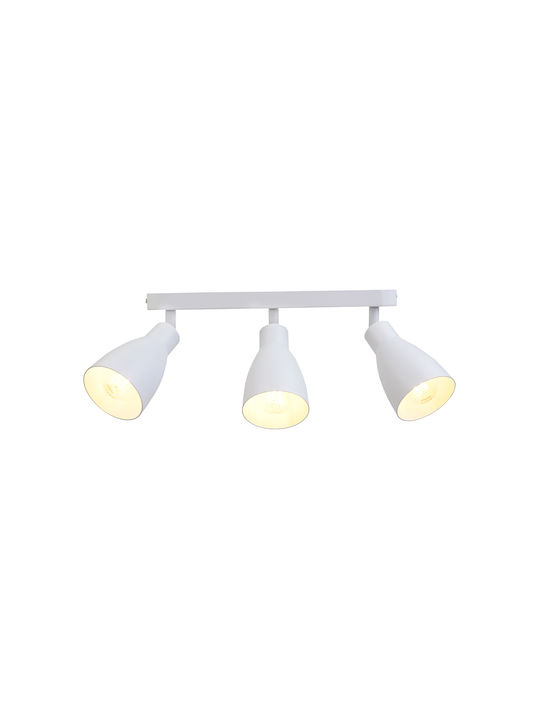 Lightex Τριπλό Σποτ με Ντουί E27 σε Λευκό Χρώμα