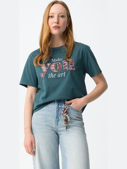 Γυναικείο T-shirt Πετρολ