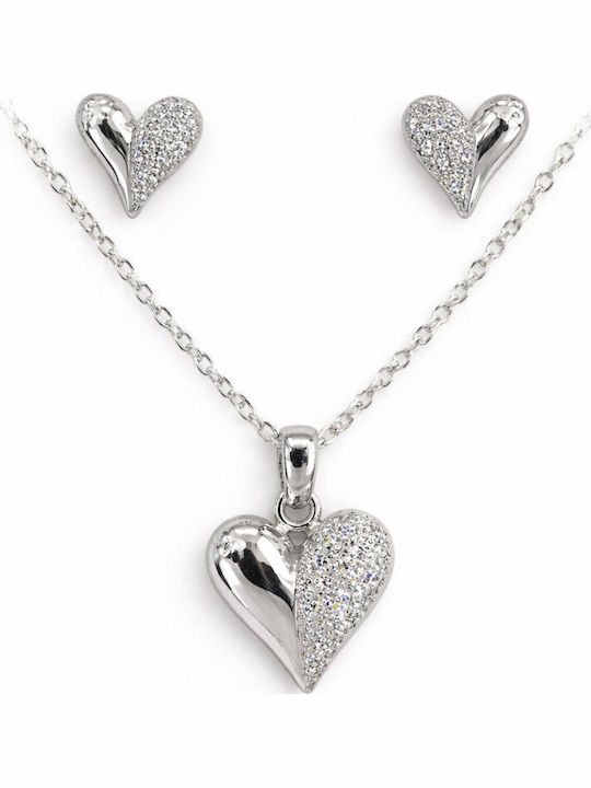 Schmuckset mit Halskette & Ohrringe aus Silber