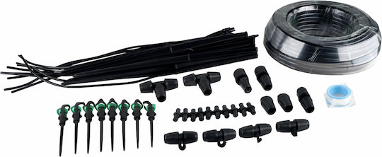 Set Irigare Grădină Aspersoare Micro Rotative Furtun Pvc 30 Metri Sistem Udare Plante Sera Negru
