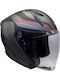 Faseed 620 Grau / Schwarz Matt / Rot Motorradhelm Jet ECE 22.06 1350gr mit Sunvisor