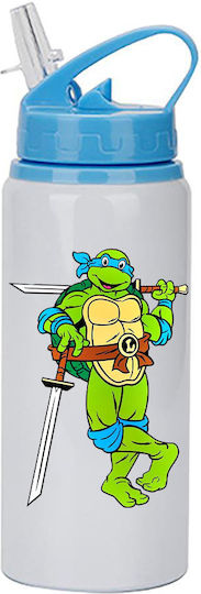 Kinder Trinkflasche Teenage Mutant Ninja Turtles 600ml Weiß Blau Deckel