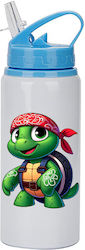 Teenage Mutant Ninja Turtles Water Bottle 600ml White Blue Cap Teenage Mutant Ninja Turtles Water Bottle 600ml White Blue Cap