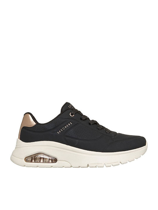 Skechers Uno Flex Women's Sneakers Black / White / Rose Gold