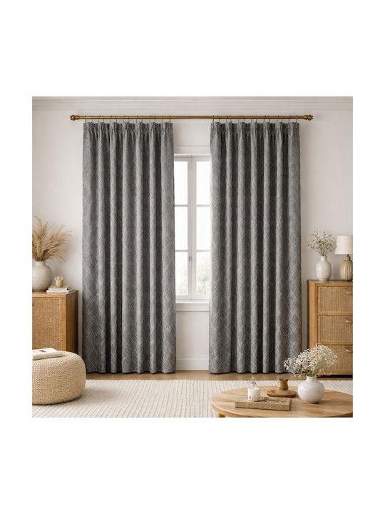 My Home Luxury Curtain with Pencil Pleat Dark Gray 280x270cm