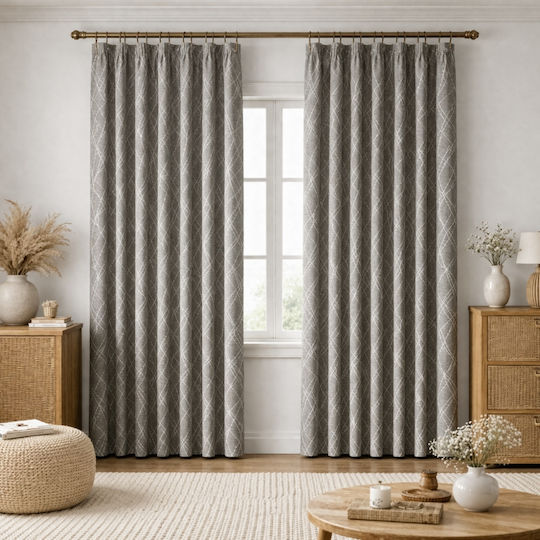 My Home Luxury Vorhang mit Bleistiftfalten Grau 280x270cm