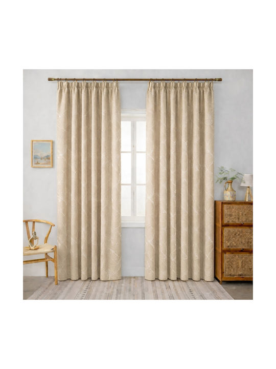 My Home Luxury Curtain with Pencil Pleat Beige 280x270cm