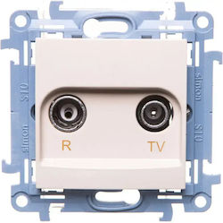 Simon 10 R-tv Antenna Jack Cream Ip20 Caz.01/41